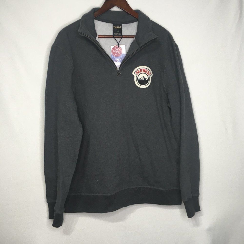 Far West Dark Grey 3/4 Zip  Sweater NWT Sz L